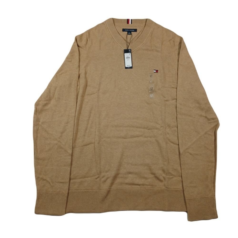Tommy Hilfiger Syracuse V-Neck Sweater Mens LT Large Tall‎ Beige Heather $89